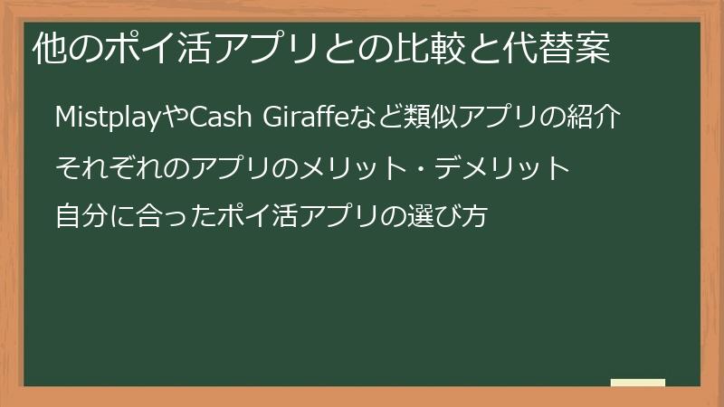 他のポイ活アプリとの比較と代替案