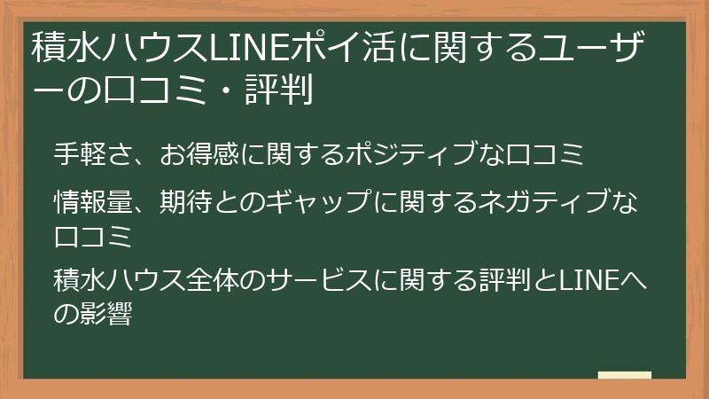 積水ハウスLINEポイ活に関するユーザーの口コミ・評判
