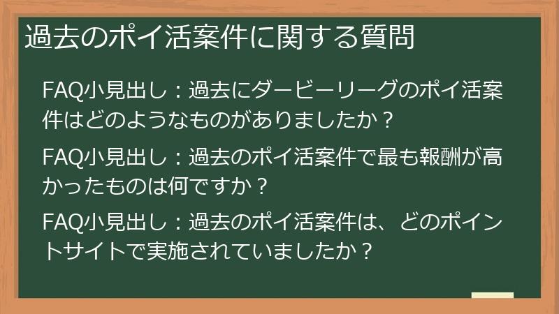 過去のポイ活案件に関する質問