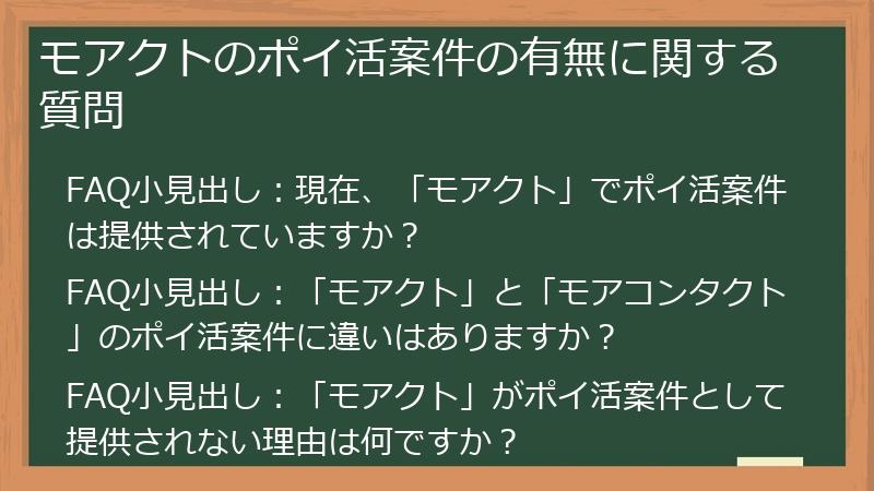 モアクトのポイ活案件の有無に関する質問