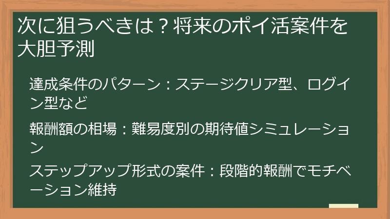 次に狙うべきは？将来のポイ活案件を大胆予測