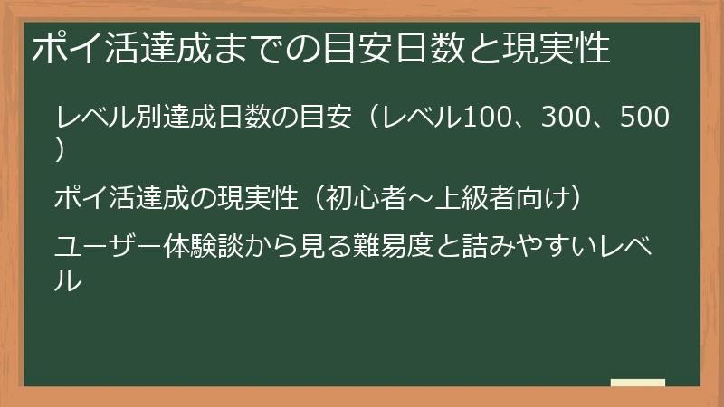 ポイ活達成までの目安日数と現実性