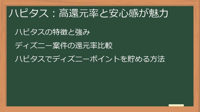 ハピタス：高還元率と安心感が魅力