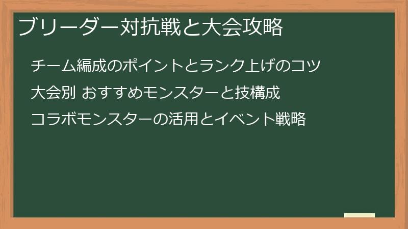 ブリーダー対抗戦と大会攻略