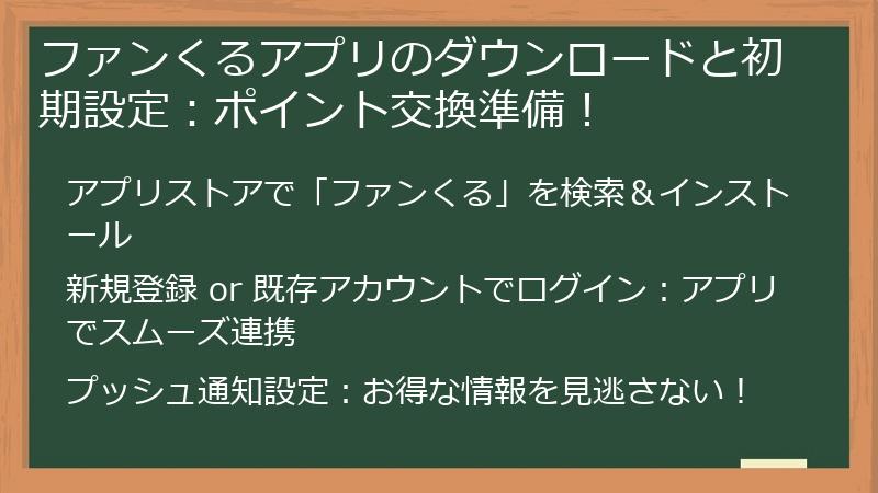 ファンくるアプリのダウンロードと初期設定：ポイント交換準備！
