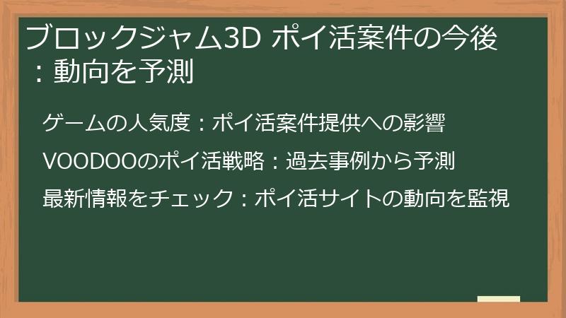 ブロックジャム3D ポイ活案件の今後：動向を予測