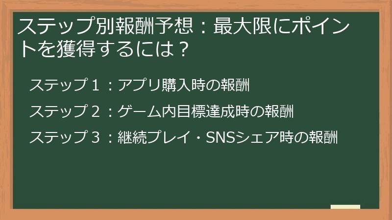 ステップ別報酬予想：最大限にポイントを獲得するには？