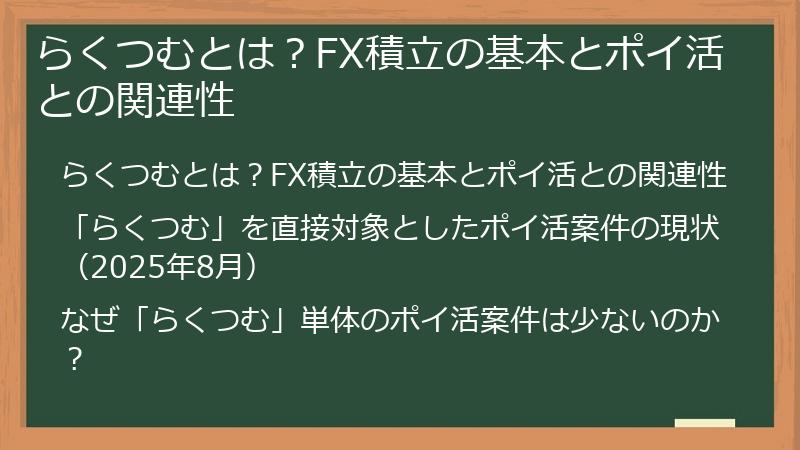 らくつむとは？FX積立の基本とポイ活との関連性