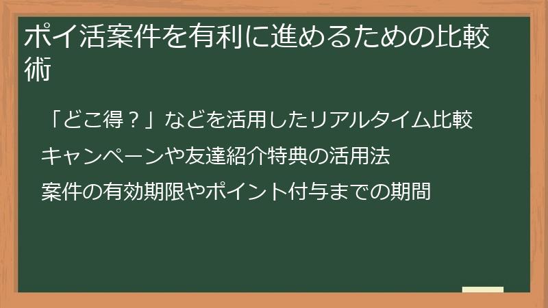 ポイ活案件を有利に進めるための比較術