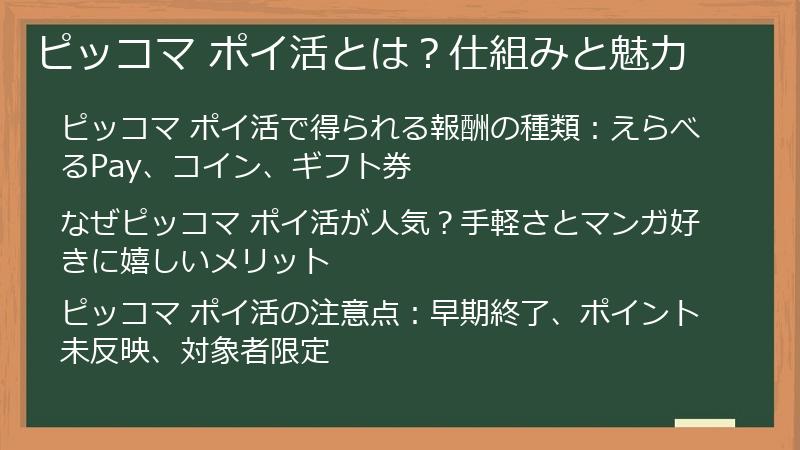 ピッコマ ポイ活とは？仕組みと魅力