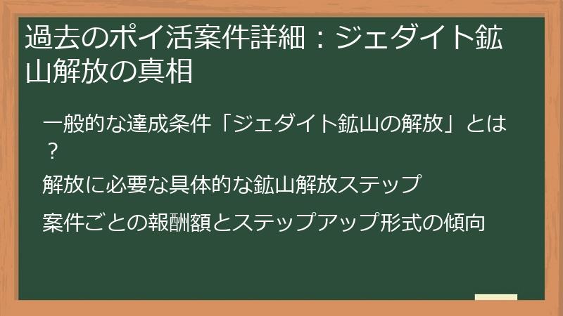 過去のポイ活案件詳細：ジェダイト鉱山解放の真相