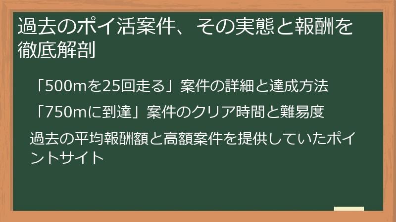 過去のポイ活案件、その実態と報酬を徹底解剖