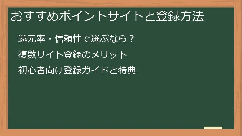 おすすめポイントサイトと登録方法