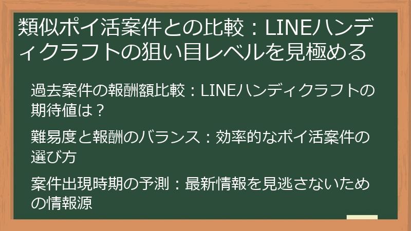 類似ポイ活案件との比較：LINEハンディクラフトの狙い目レベルを見極める