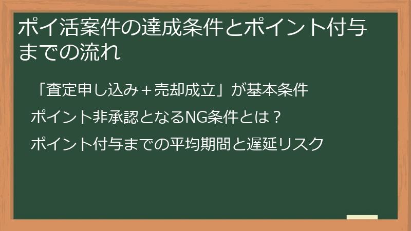 ポイ活案件の達成条件とポイント付与までの流れ