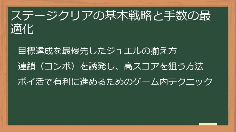 ステージクリアの基本戦略と手数の最適化