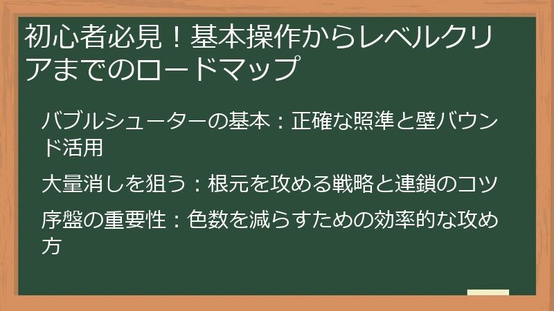 初心者必見！基本操作からレベルクリアまでのロードマップ