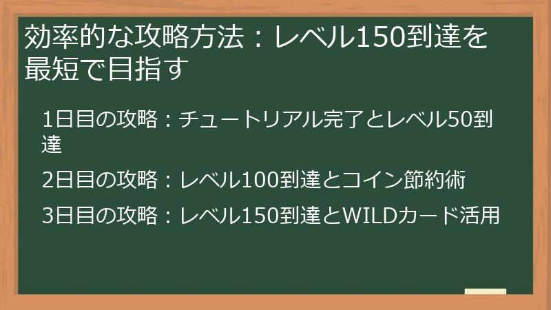 効率的な攻略方法：レベル150到達を最短で目指す