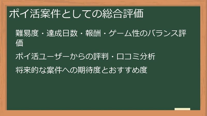 ポイ活案件としての総合評価