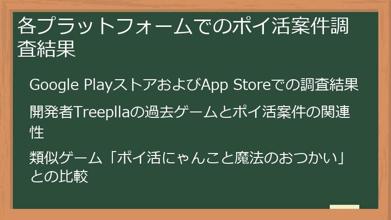 各プラットフォームでのポイ活案件調査結果