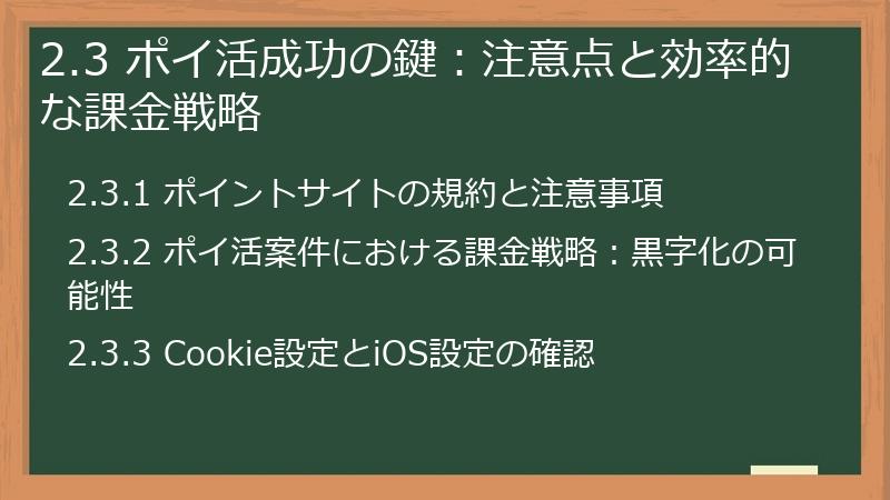 2.3 ポイ活成功の鍵：注意点と効率的な課金戦略