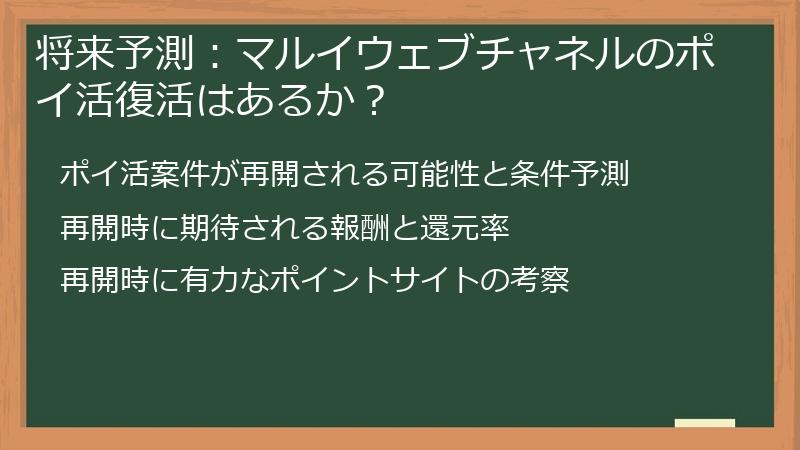 将来予測：マルイウェブチャネルのポイ活復活はあるか？