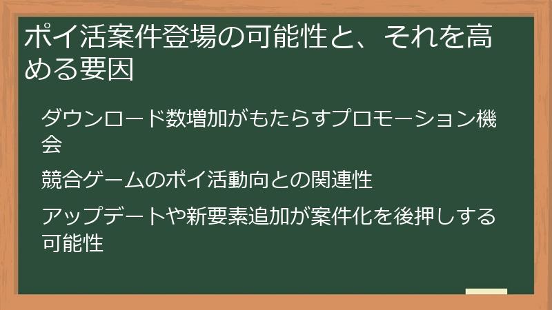 ポイ活案件登場の可能性と、それを高める要因