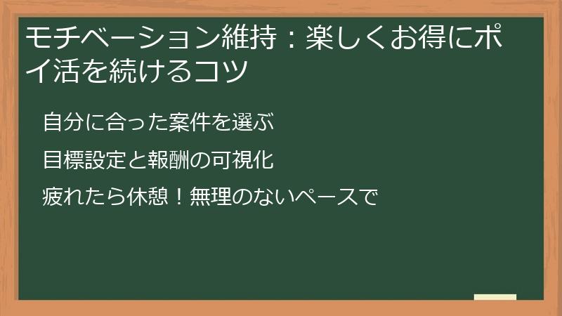モチベーション維持:楽しくお得にポイ活を続けるコツ