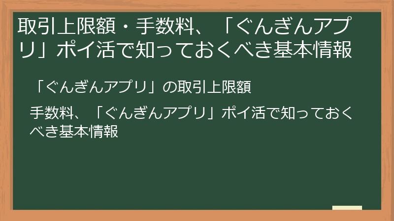 取引上限額・手数料、「ぐんぎんアプリ」ポイ活で知っておくべき基本情報