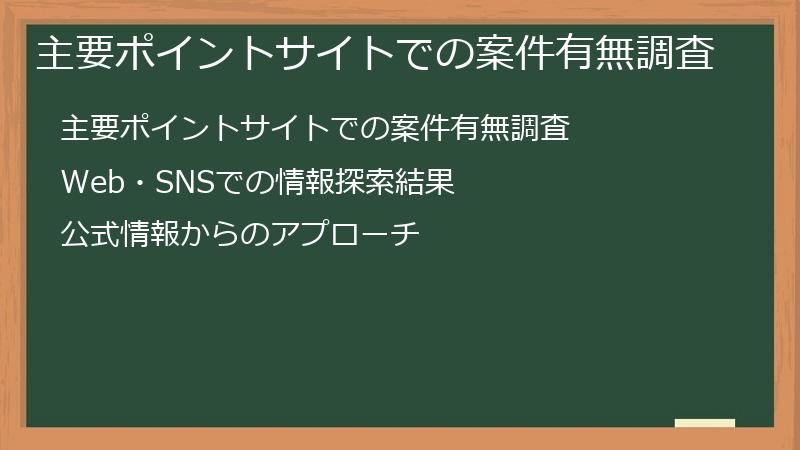 主要ポイントサイトでの案件有無調査