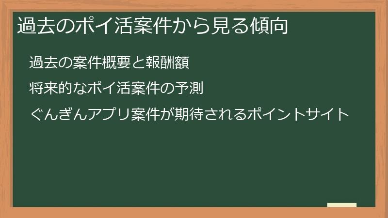 過去のポイ活案件から見る傾向