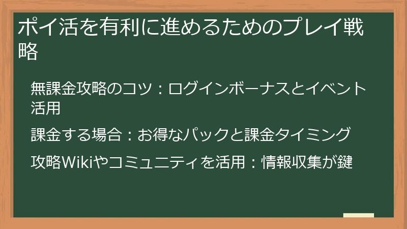 ポイ活を有利に進めるためのプレイ戦略