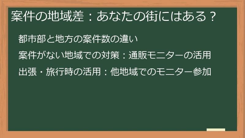 案件の地域差：あなたの街にはある？