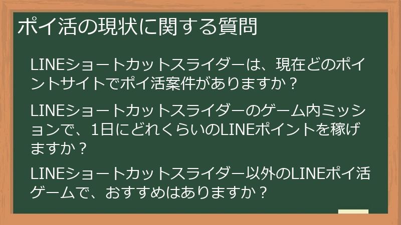 ポイ活の現状に関する質問