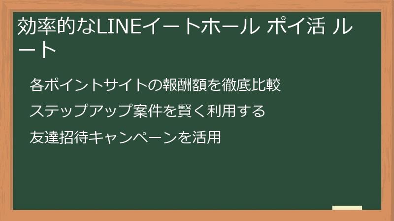 効率的なLINEイートホール ポイ活 ルート