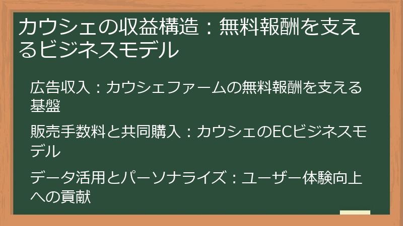 カウシェの収益構造：無料報酬を支えるビジネスモデル