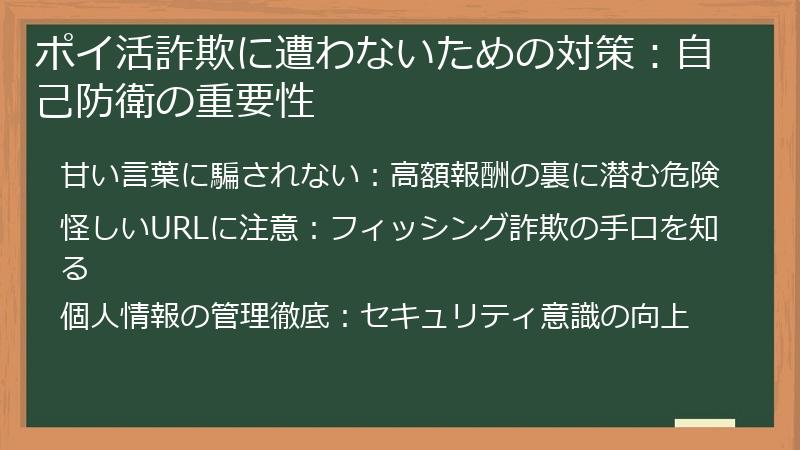 ポイ活詐欺に遭わないための対策：自己防衛の重要性