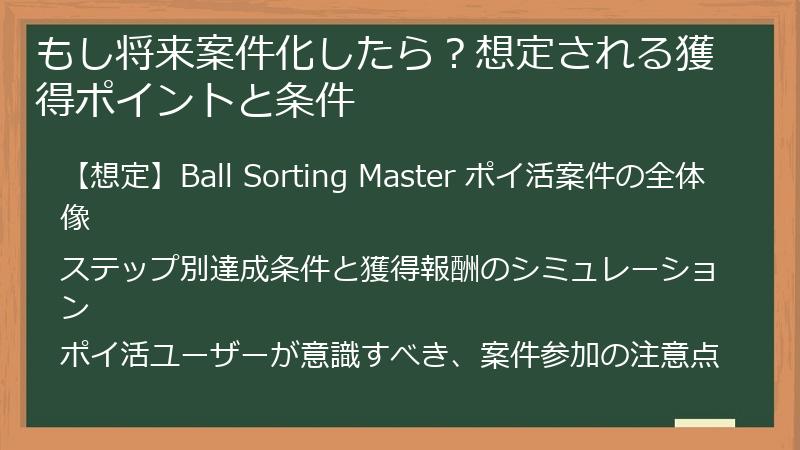 もし将来案件化したら？想定される獲得ポイントと条件