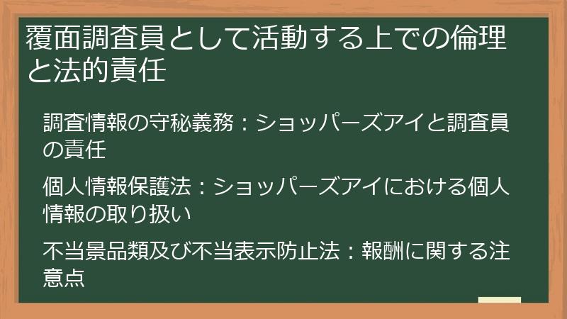覆面調査員として活動する上での倫理と法的責任