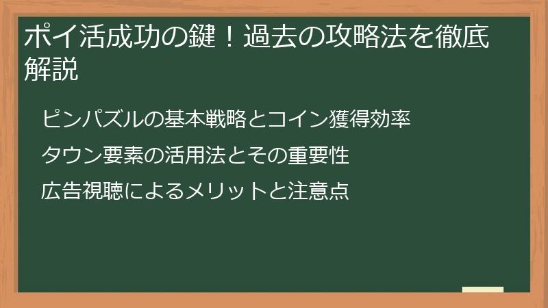 ポイ活成功の鍵！過去の攻略法を徹底解説