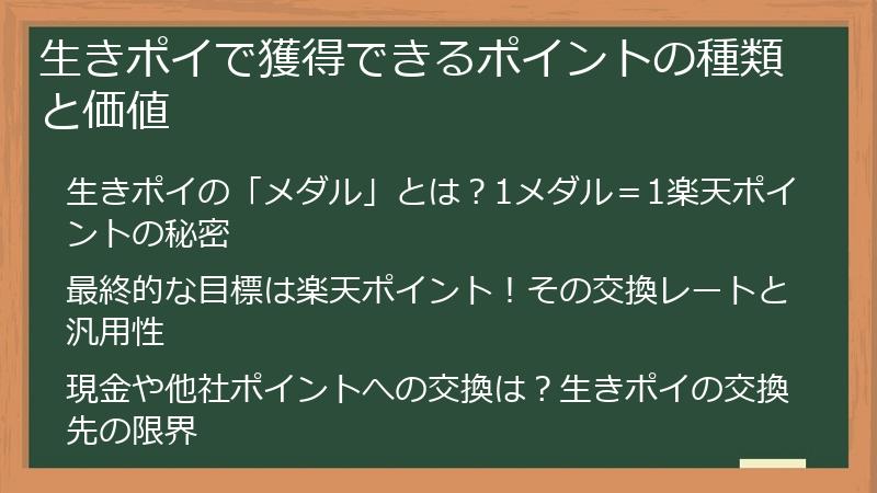 生きポイで獲得できるポイントの種類と価値
