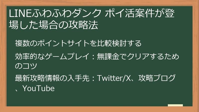 LINEふわふわダンク ポイ活案件が登場した場合の攻略法