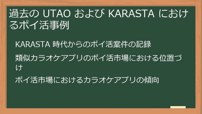 過去の UTAO および KARASTA におけるポイ活事例
