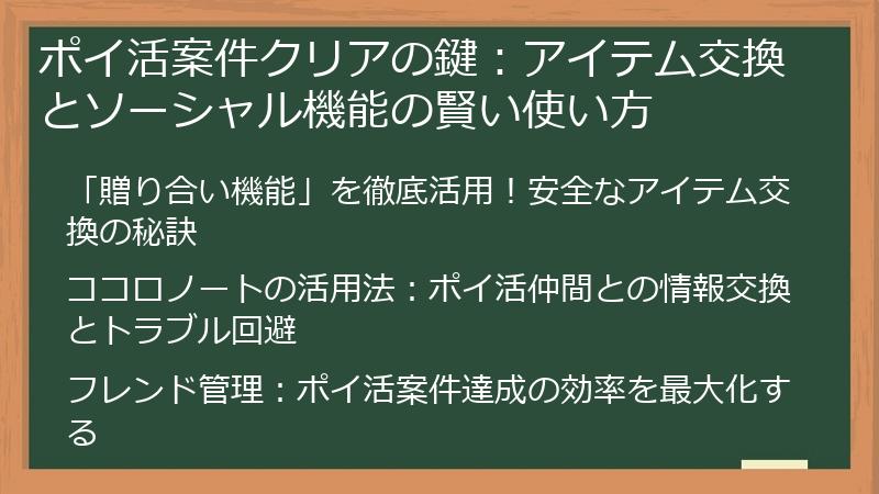 ポイ活案件クリアの鍵：アイテム交換とソーシャル機能の賢い使い方