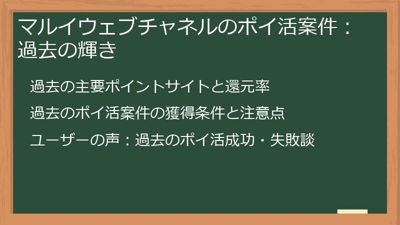 マルイウェブチャネルのポイ活案件：過去の輝き