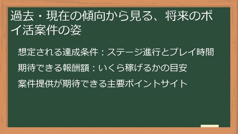 過去・現在の傾向から見る、将来のポイ活案件の姿
