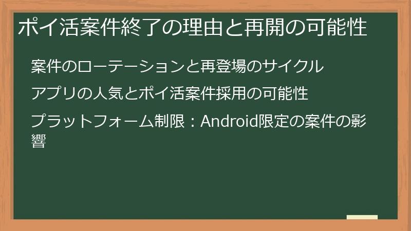 ポイ活案件終了の理由と再開の可能性