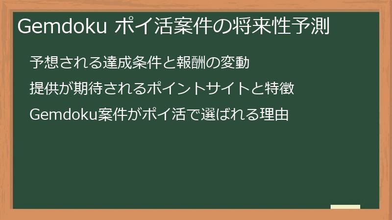 Gemdoku ポイ活案件の将来性予測