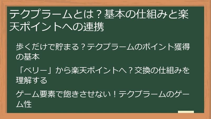 テクプラームとは？基本の仕組みと楽天ポイントへの連携