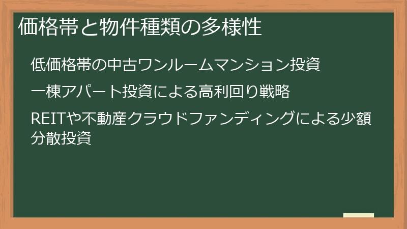 価格帯と物件種類の多様性